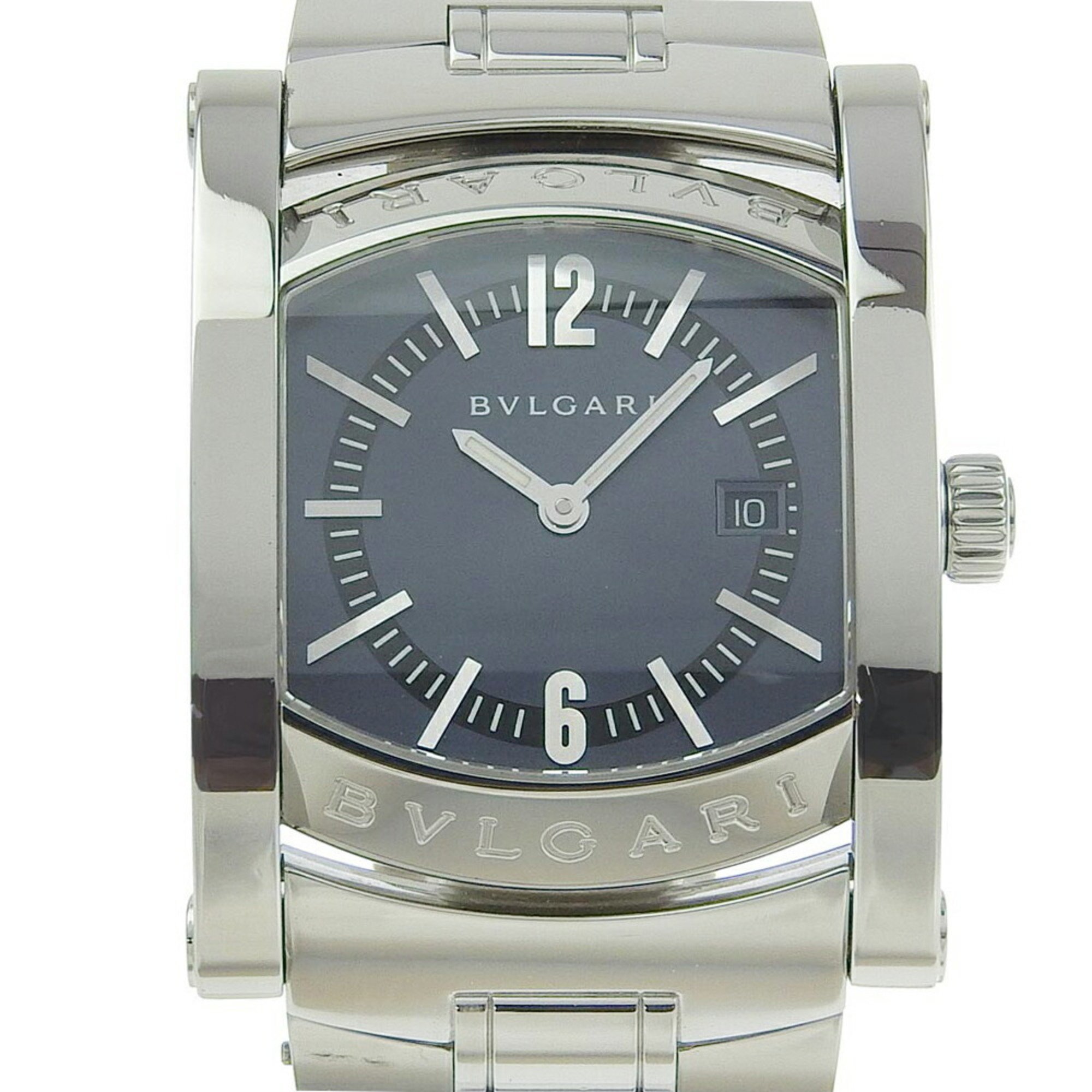 BVLGARI Assioma Watch AA39S Stainless Steel Quartz Analog Display Blue Dial Boys