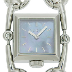 Gucci Signoria Watch 116.5 Stainless Steel Quartz Analog Display Blue Shell Dial Ladies