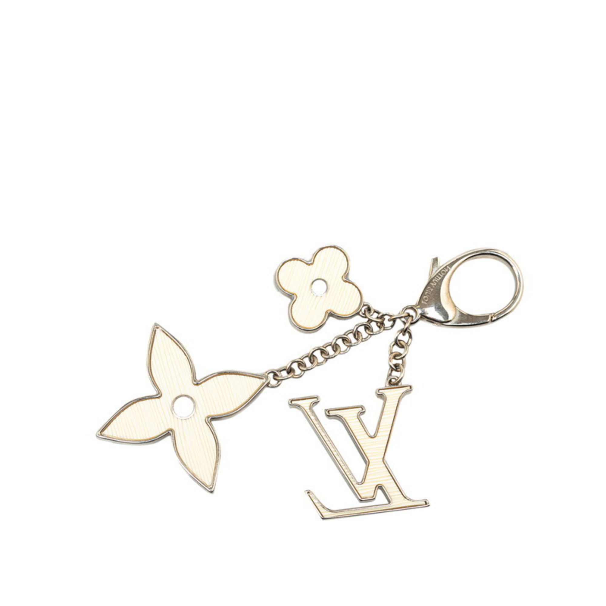 Louis Vuitton Bijoux Sac Fleur d'Epi Keychain Bag Charm M65085 Ivory Silver Metal Women's LOUIS VUITTON