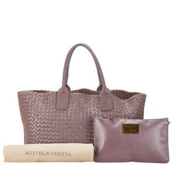 Bottega Veneta Intrecciato Cabas MM Handbag Tote Bag Purple Leather Women's BOTTEGAVENETA