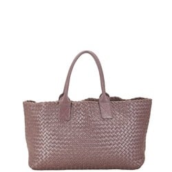 Bottega Veneta Intrecciato Cabas MM Handbag Tote Bag Purple Leather Women's BOTTEGAVENETA