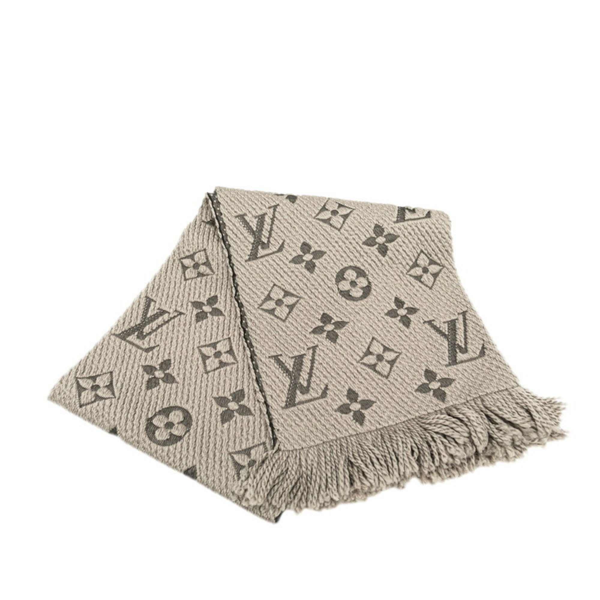 Louis Vuitton Monogram Echarpe Mania Scarf M72242 Verone Grey Wool Silk Women's LOUIS VUITTON