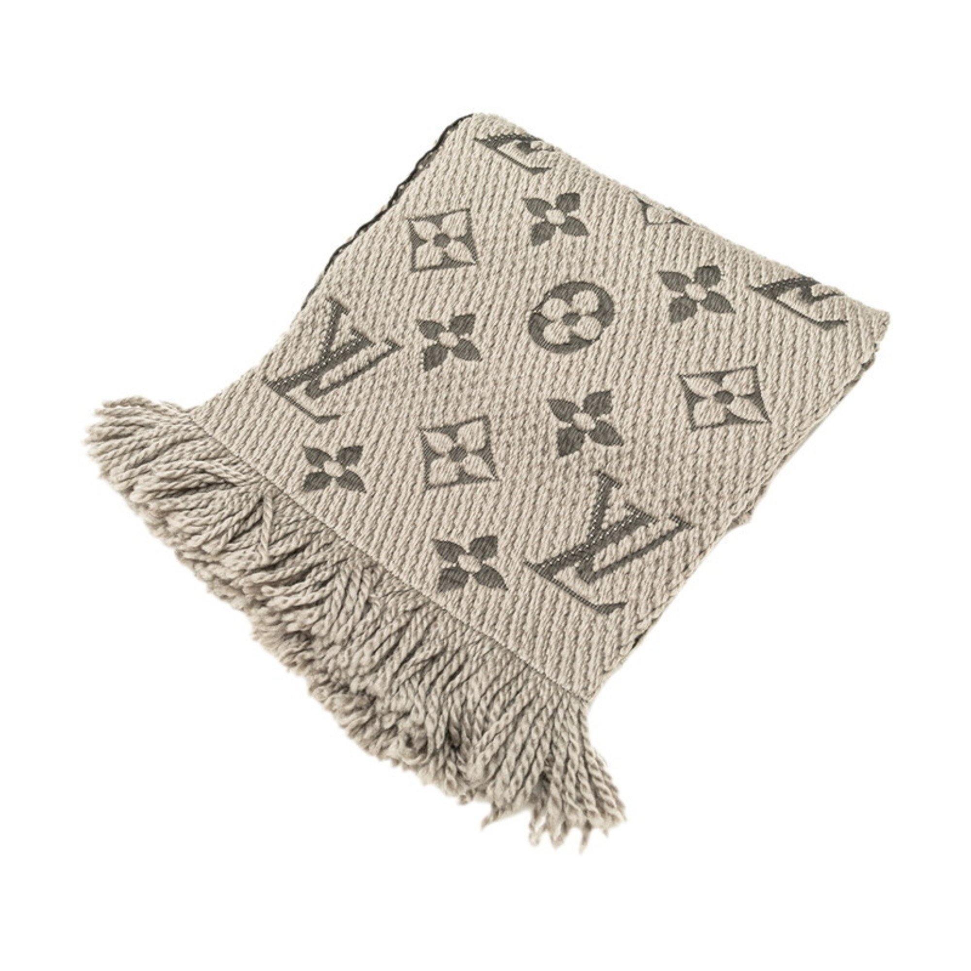 Louis Vuitton Monogram Echarpe Mania Scarf M72242 Verone Grey Wool Silk Women's LOUIS VUITTON