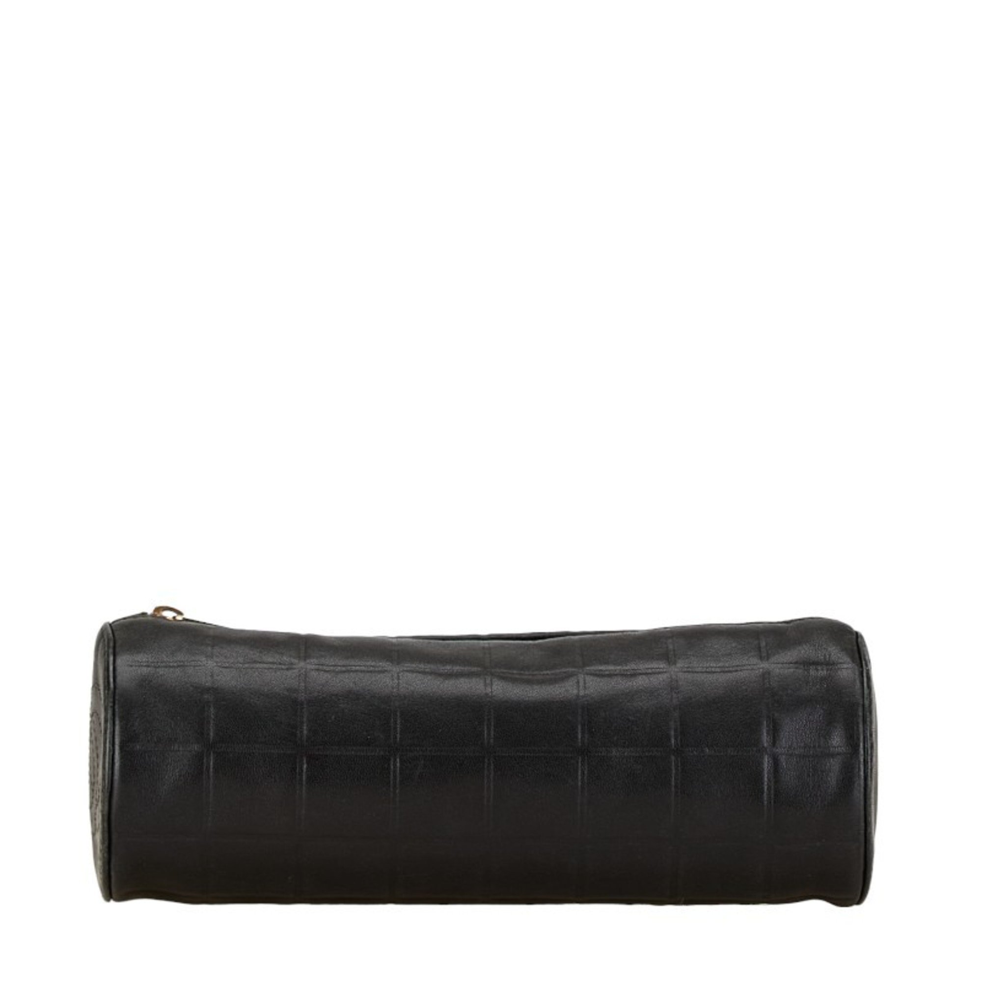 CHANEL Coco Mark Pouch Black Leather Women's