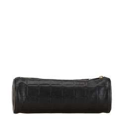 CHANEL Coco Mark Pouch Black Leather Women's