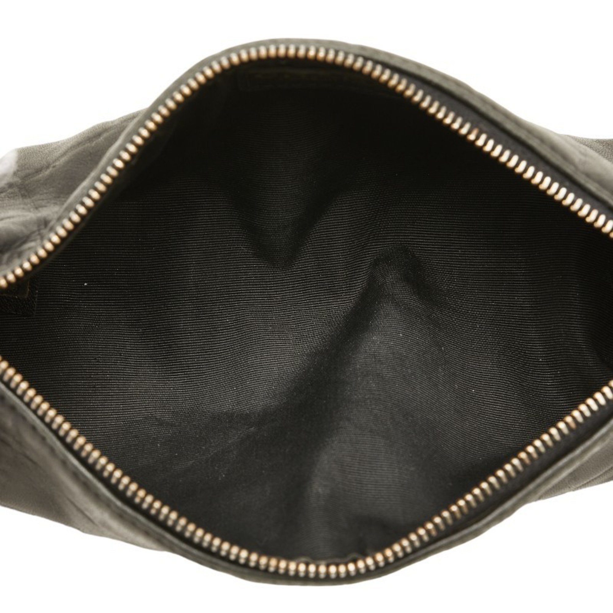 CHANEL Coco Mark Pouch Black Leather Women's