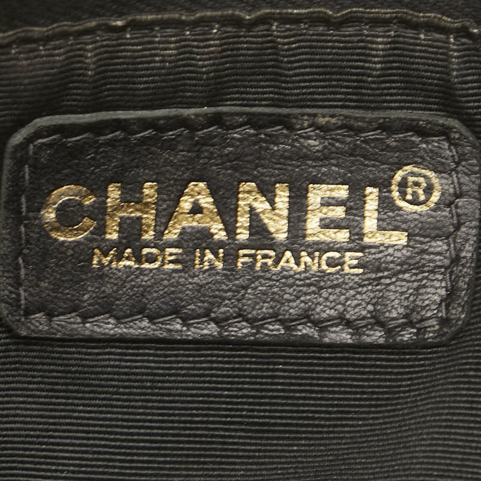 CHANEL Coco Mark Pouch Black Leather Women's