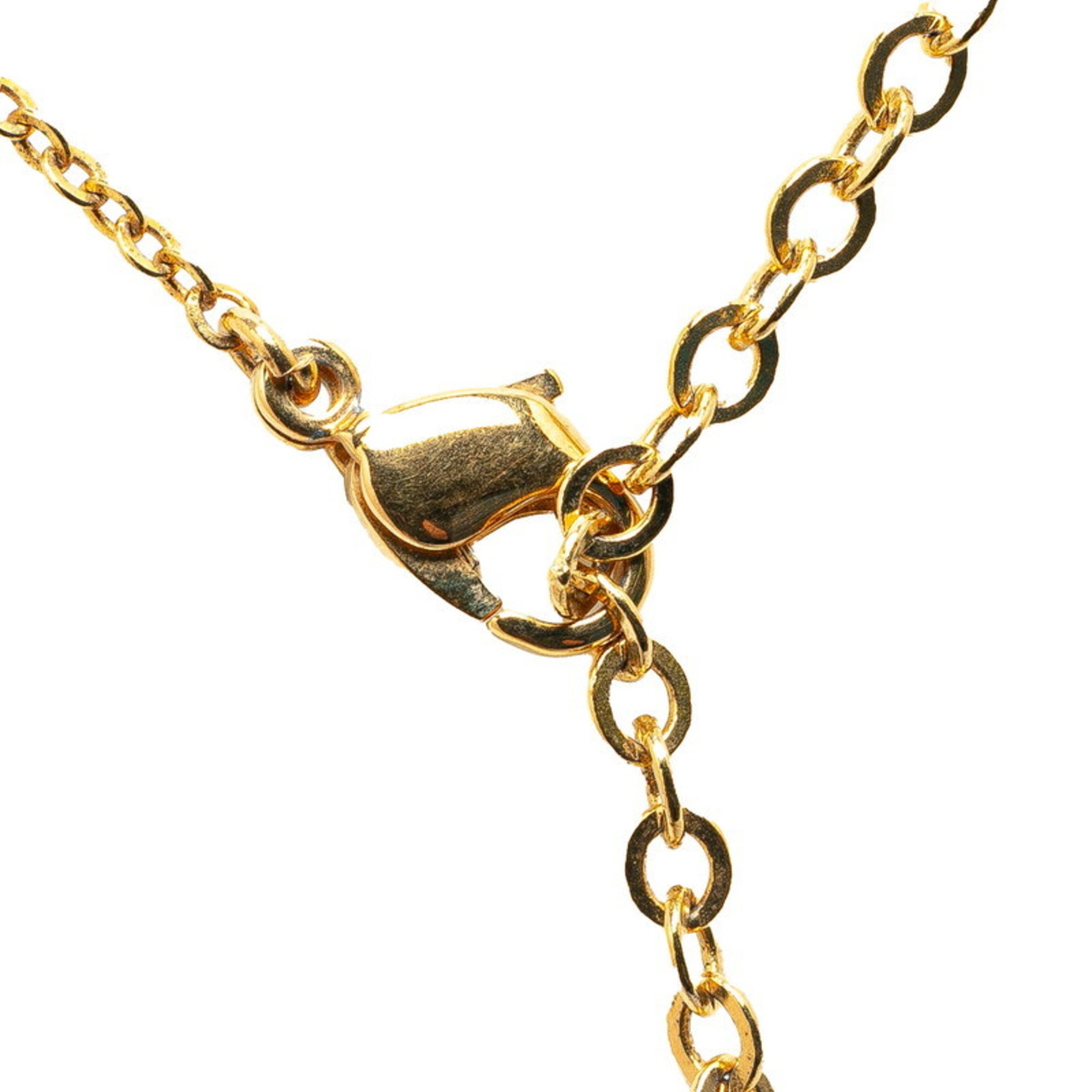 Christian Dior Dior rhinestone heart motif necklace gold plated women's