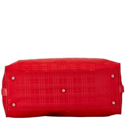 Burberry Check Handbag Shoulder Bag Red Nylon Leather Women's BURBERRY