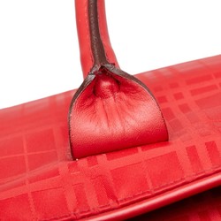 Burberry Check Handbag Shoulder Bag Red Nylon Leather Women's BURBERRY