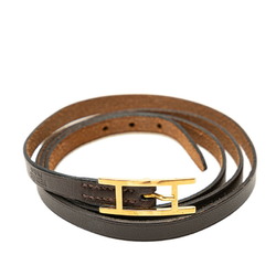 Hermes H Choker Brown Leather Women's HERMES