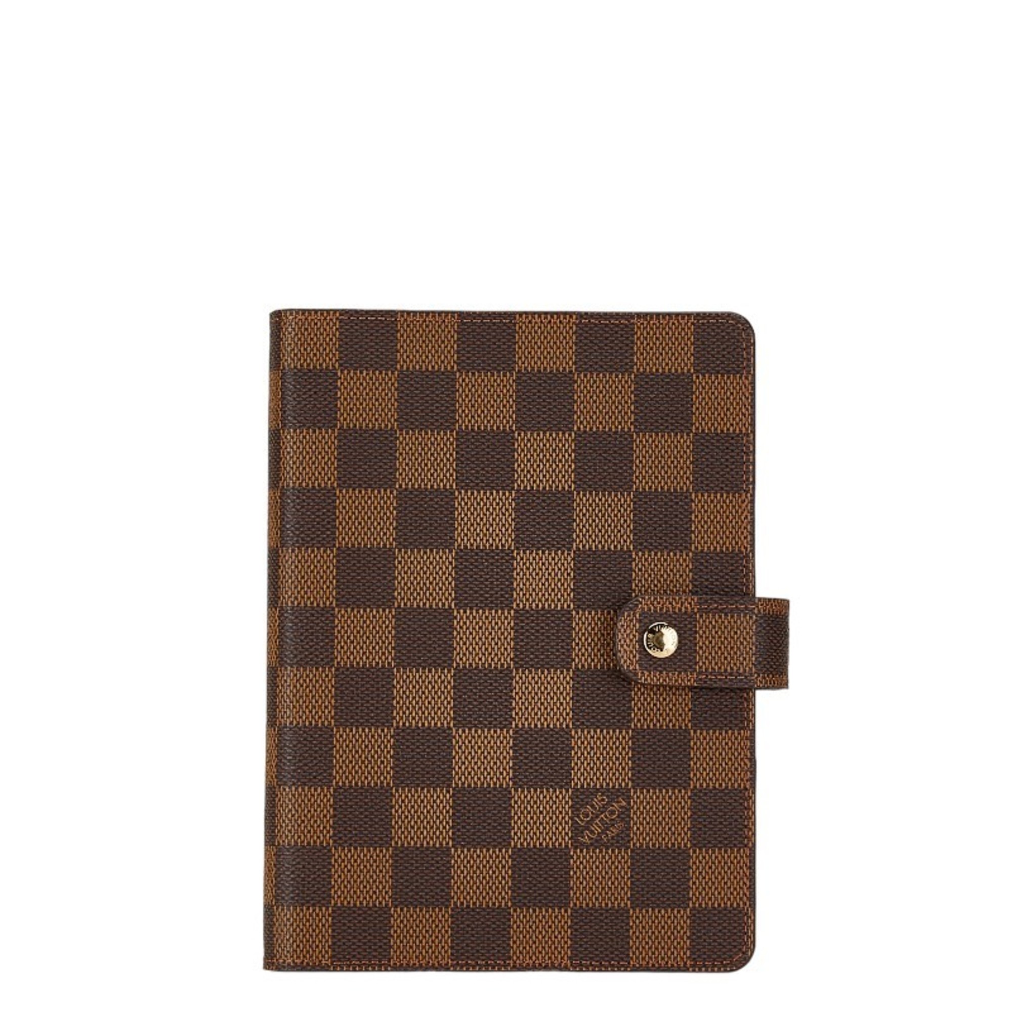 Louis Vuitton Damier Agenda MM 6-hole notebook cover R20240 Brown Ebene leather Women's LOUIS VUITTON