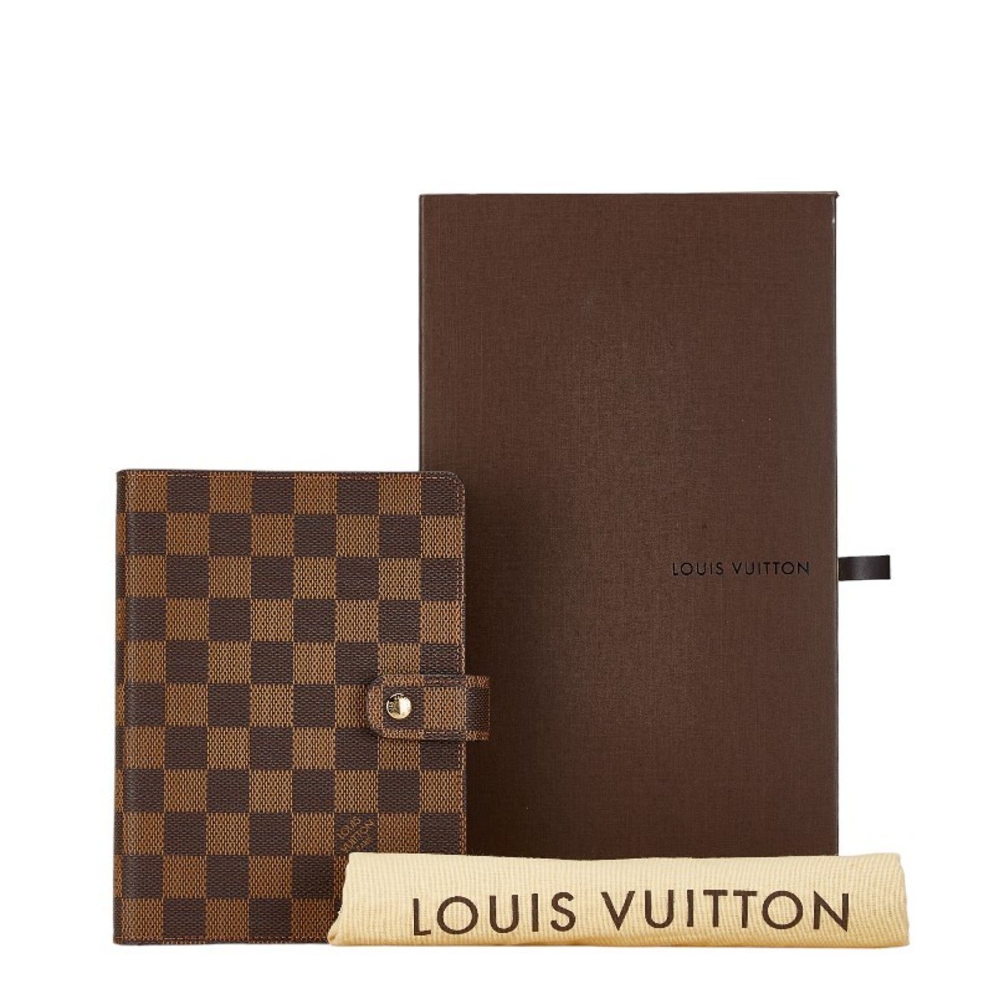 Louis Vuitton Damier Agenda MM 6-hole notebook cover R20240 Brown Ebene leather Women's LOUIS VUITTON