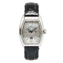 Franck Muller Conquistador Rhinestone Watch 8005LSCD1R Automatic Silver Dial Stainless Steel Leather Men's FRANCK MULLER