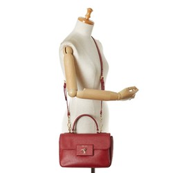 Prada Saffiano Lux Handbag Shoulder Bag Red Leather Women's PRADA