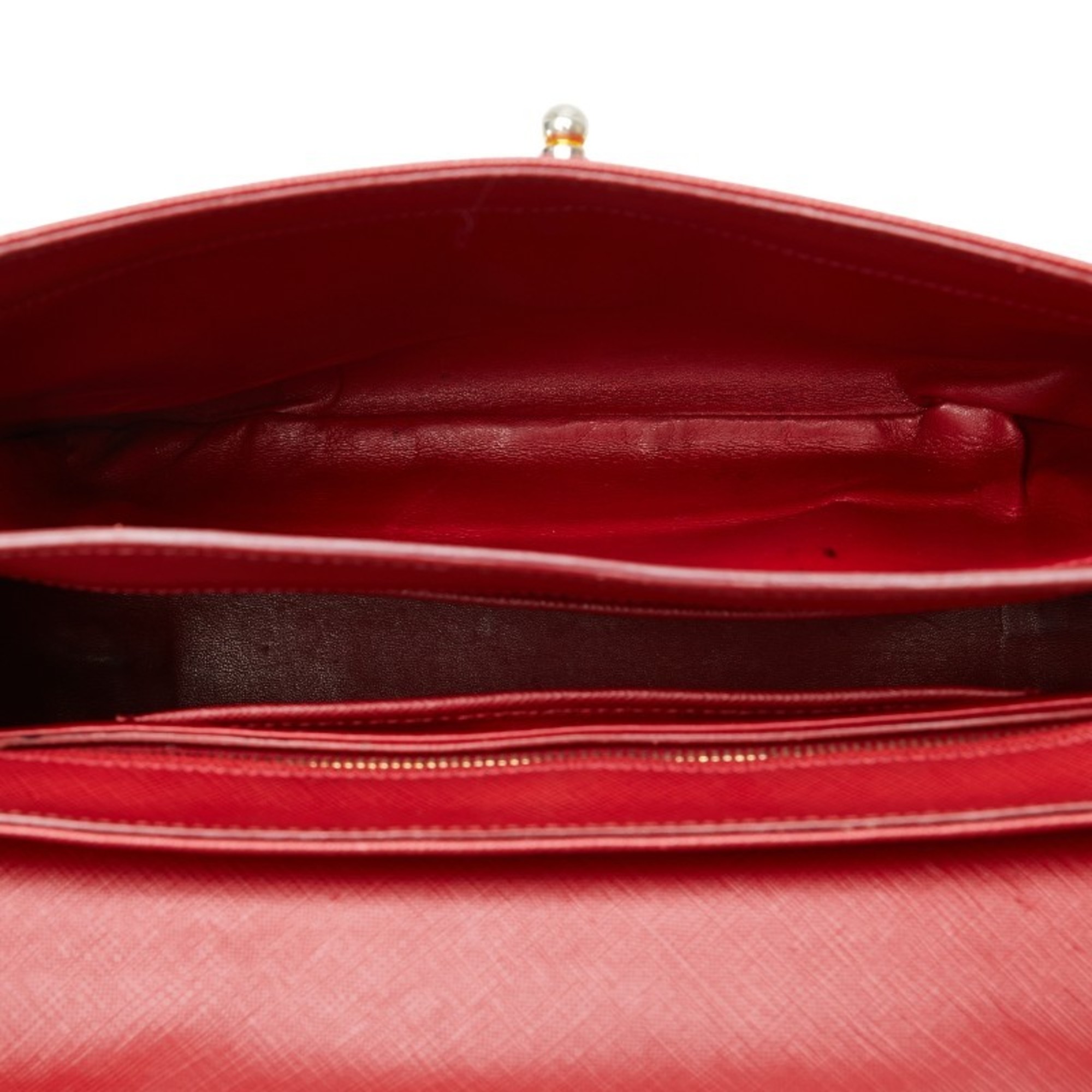 Prada Saffiano Lux Handbag Shoulder Bag Red Leather Women's PRADA