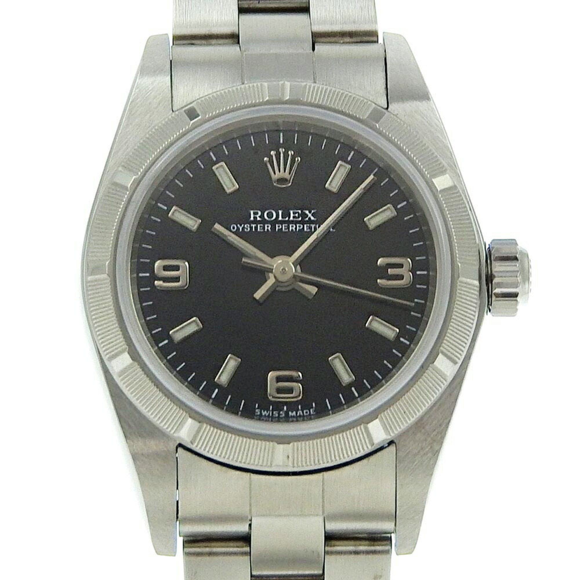 Rolex ROLEX Oyster Perpetual Watch cal.2230 76030 Stainless Steel 2001 Automatic Black Dial Ladies