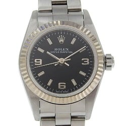 Rolex ROLEX Oyster Perpetual Watch cal.2230 76094 WG x Stainless Steel Automatic Black Dial Ladies