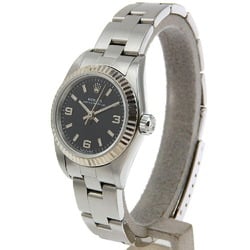 Rolex ROLEX Oyster Perpetual Watch cal.2230 76094 WG x Stainless Steel Automatic Black Dial Ladies