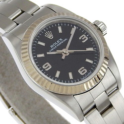 Rolex ROLEX Oyster Perpetual Watch cal.2230 76094 WG x Stainless Steel Automatic Black Dial Ladies