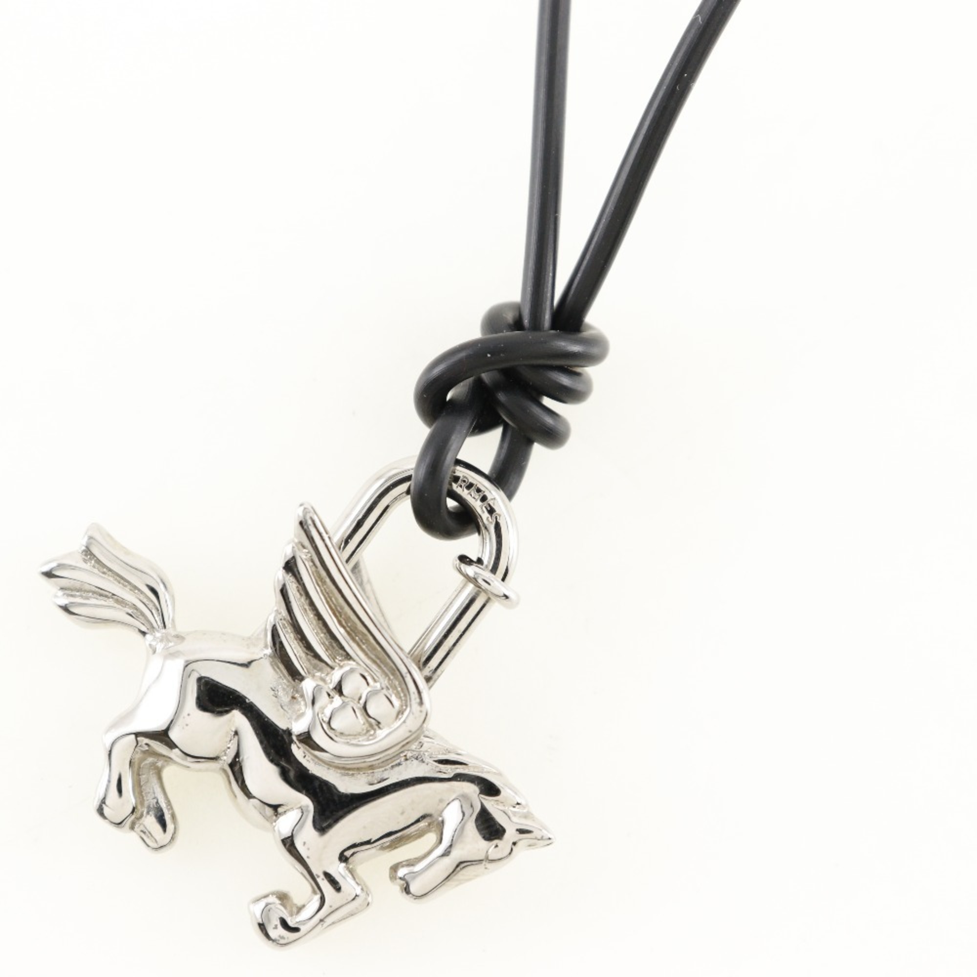 Hermes HERMES Pegasus Cadena Pendant with Lanier Silver Unisex