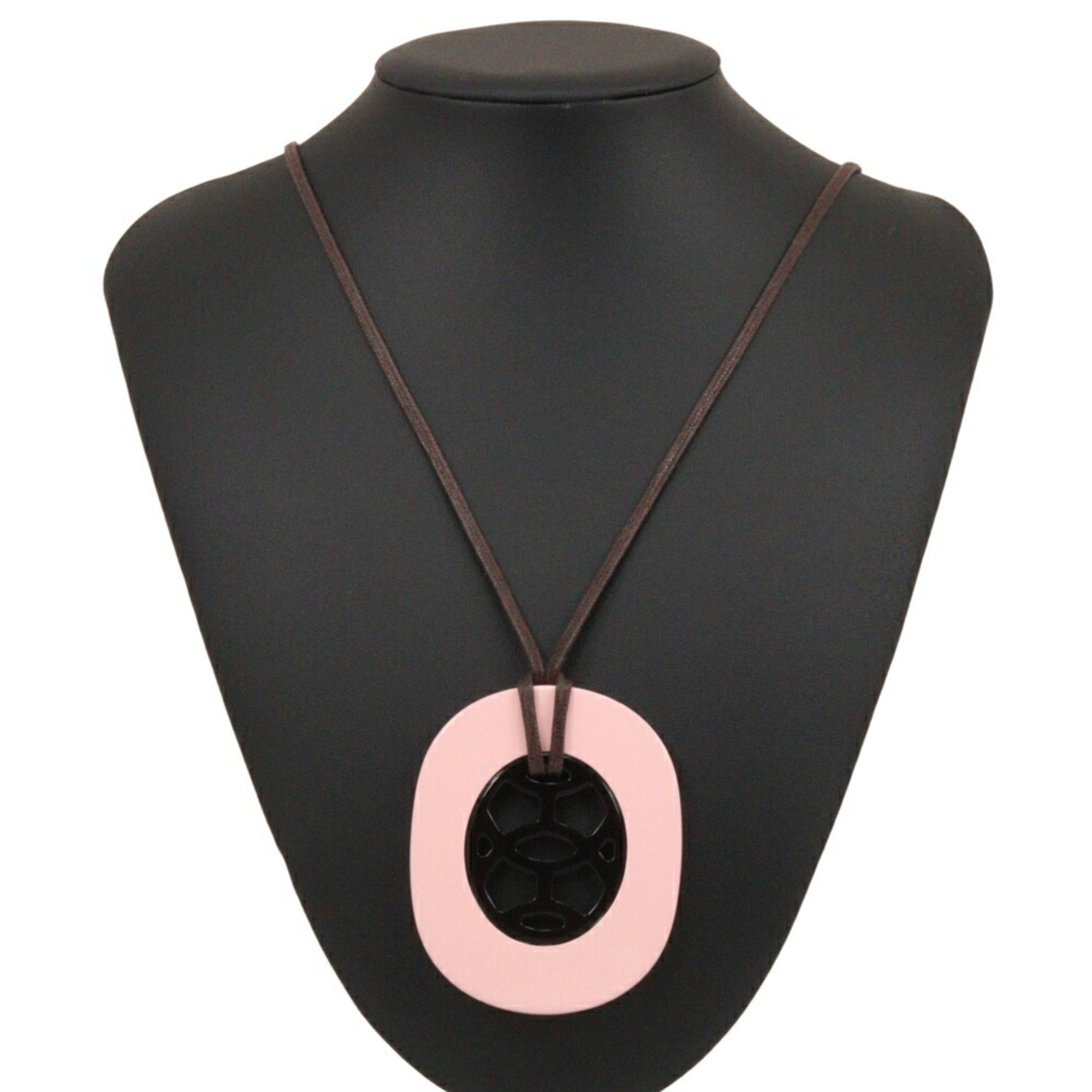 Hermes HERMES Lift GM Necklace Buffalo Horn Made in Vietnam Pink/Brown Approx. 16g Women's