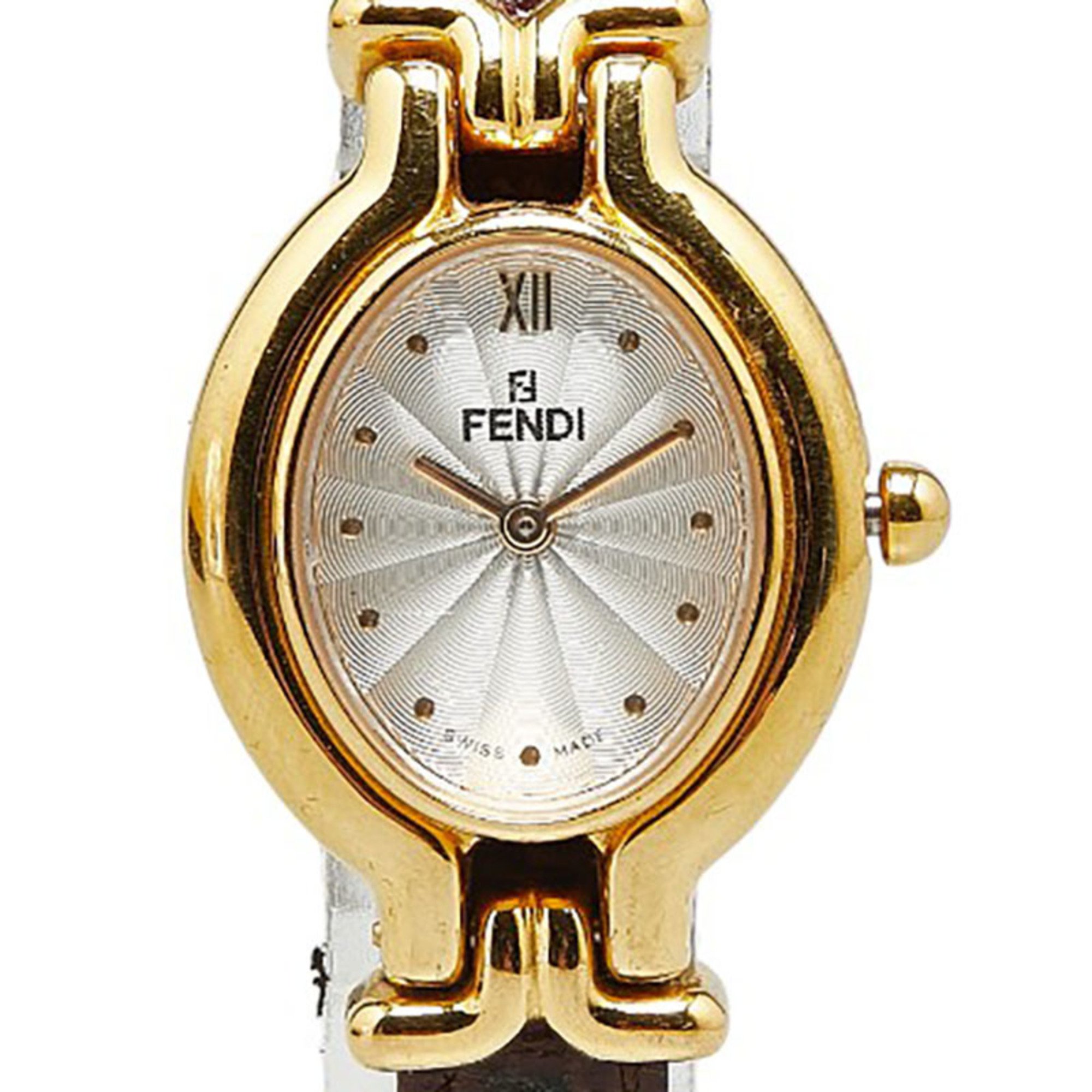 Fendi Changeable Strap 5 Colors Watch 640L Quartz Silver Dial Stainless Steel Leather Women's FENDI