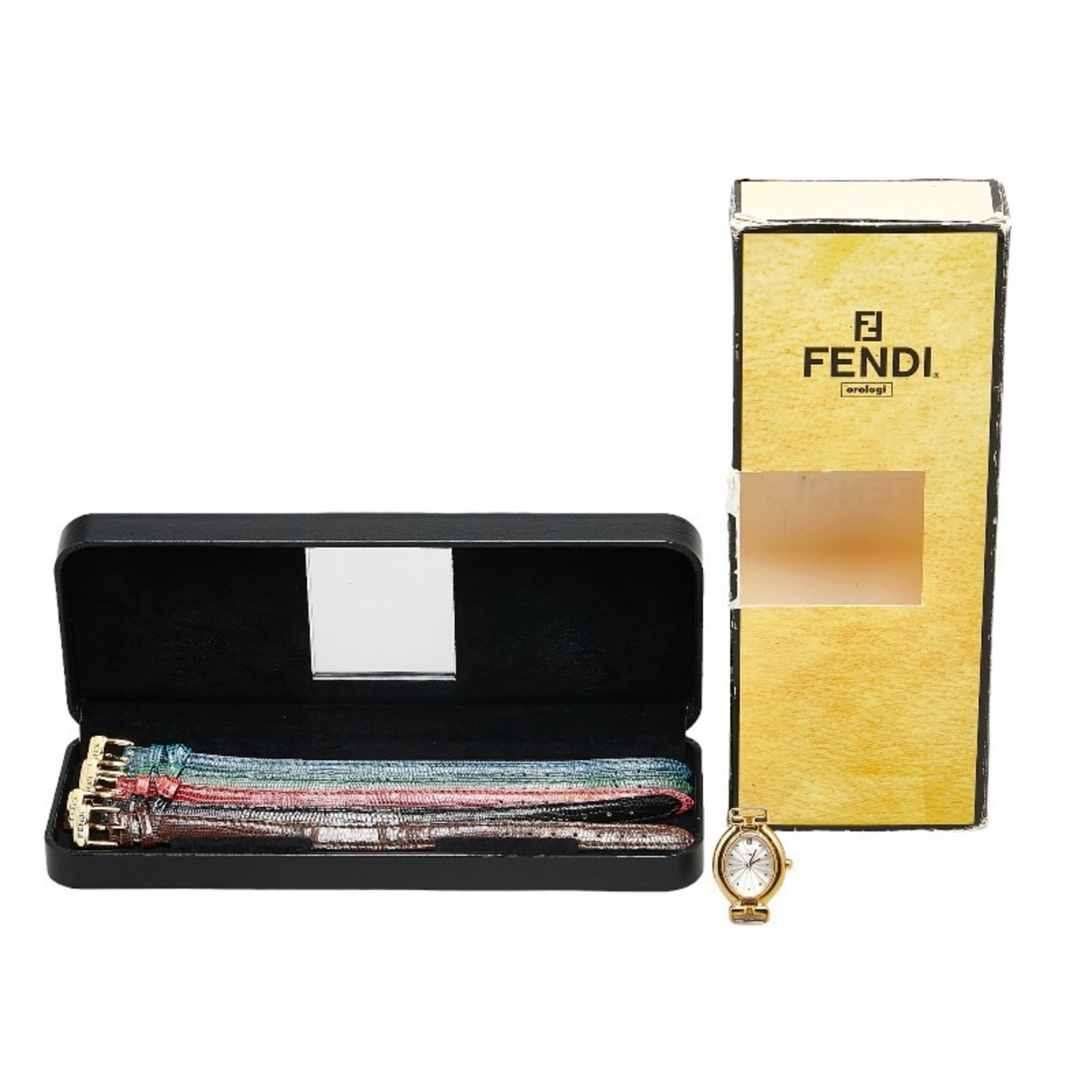 Fendi Changeable Strap 5 Colors Watch 640L Quartz Silver Dial Stainless Steel Leather Women's FENDI