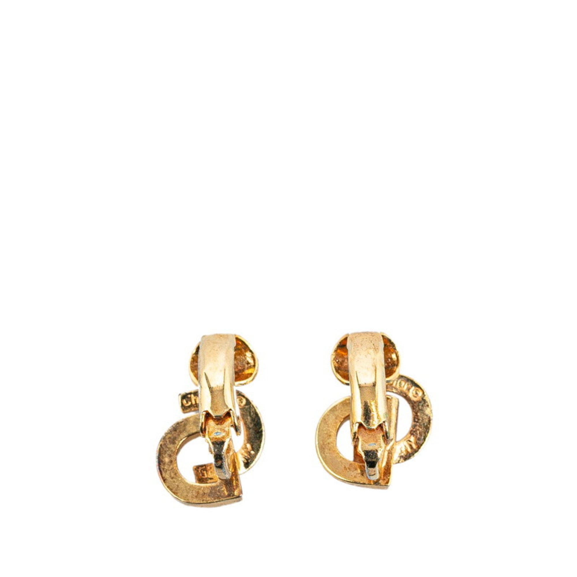 Christian Dior Dior CD Earrings Gold Plated Women's