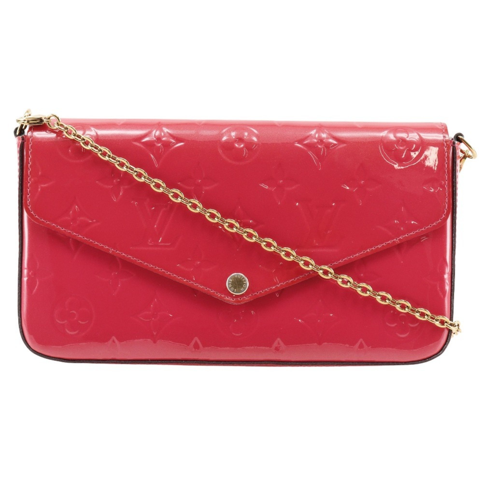 Louis Vuitton Felice Shoulder Bag Pochette Wallet Chain M61787 Monogram Vernis Hot Pink 2016 2way Snap Button Women's S172024773