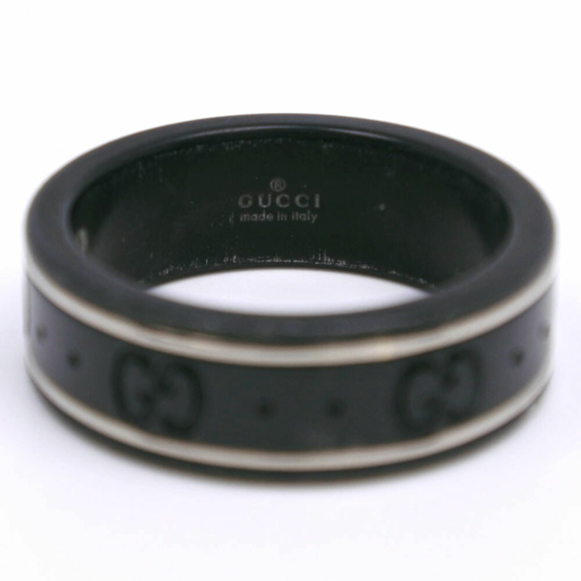 Gucci Icon GG Thin Band Size 16 Ring, K18 White Gold x Corundum, Approx. 2.6g, Band, Unisex, I220823127