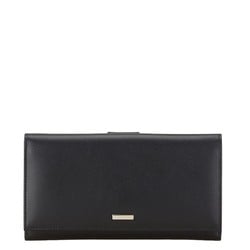 Gucci Plate Bi-fold Wallet Long 143391 Black Leather Women's GUCCI