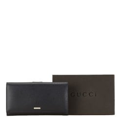 Gucci Plate Bi-fold Wallet Long 143391 Black Leather Women's GUCCI