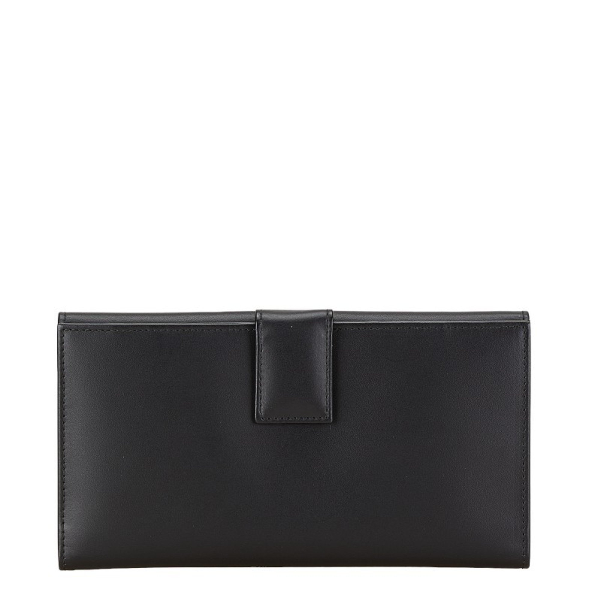 Gucci Plate Bi-fold Wallet Long 143391 Black Leather Women's GUCCI