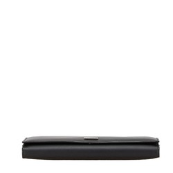 Gucci Plate Bi-fold Wallet Long 143391 Black Leather Women's GUCCI