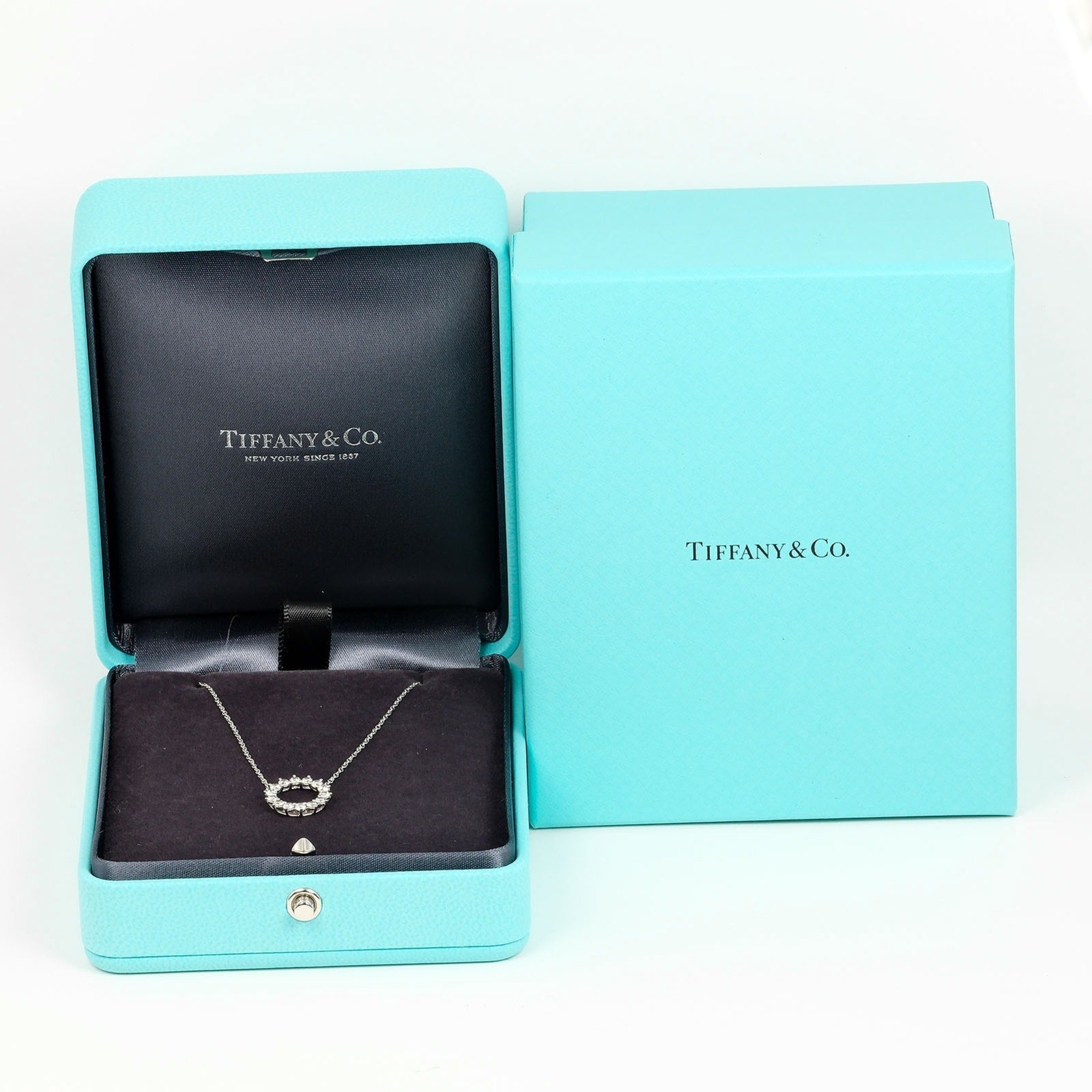 Tiffany TIFFANY&Co. Circle Small Necklace Pt950 Platinum Diamond Approx. 2.93g