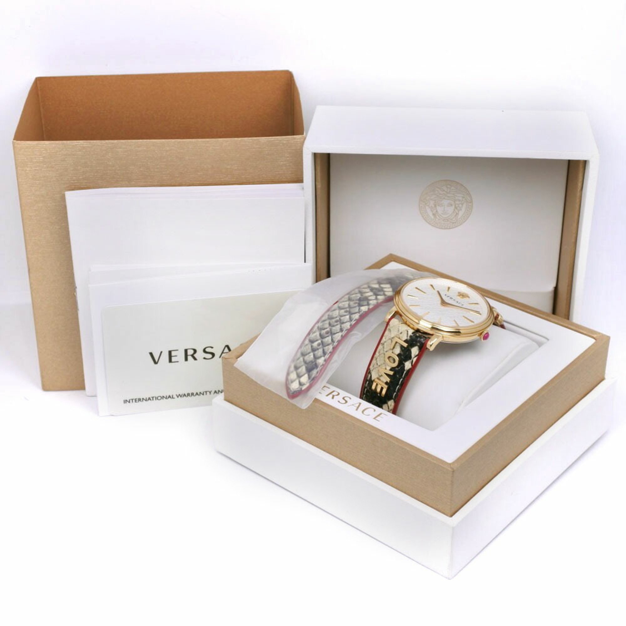 Versace VERSACE LOVE Watch Stainless Steel x Leather Quartz Analog Display White Dial Women's S111824339