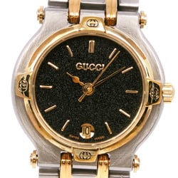 Gucci GUCCI Watch 9000L Stainless Steel x Gold Plated Quartz Analog Display Black Dial Ladies