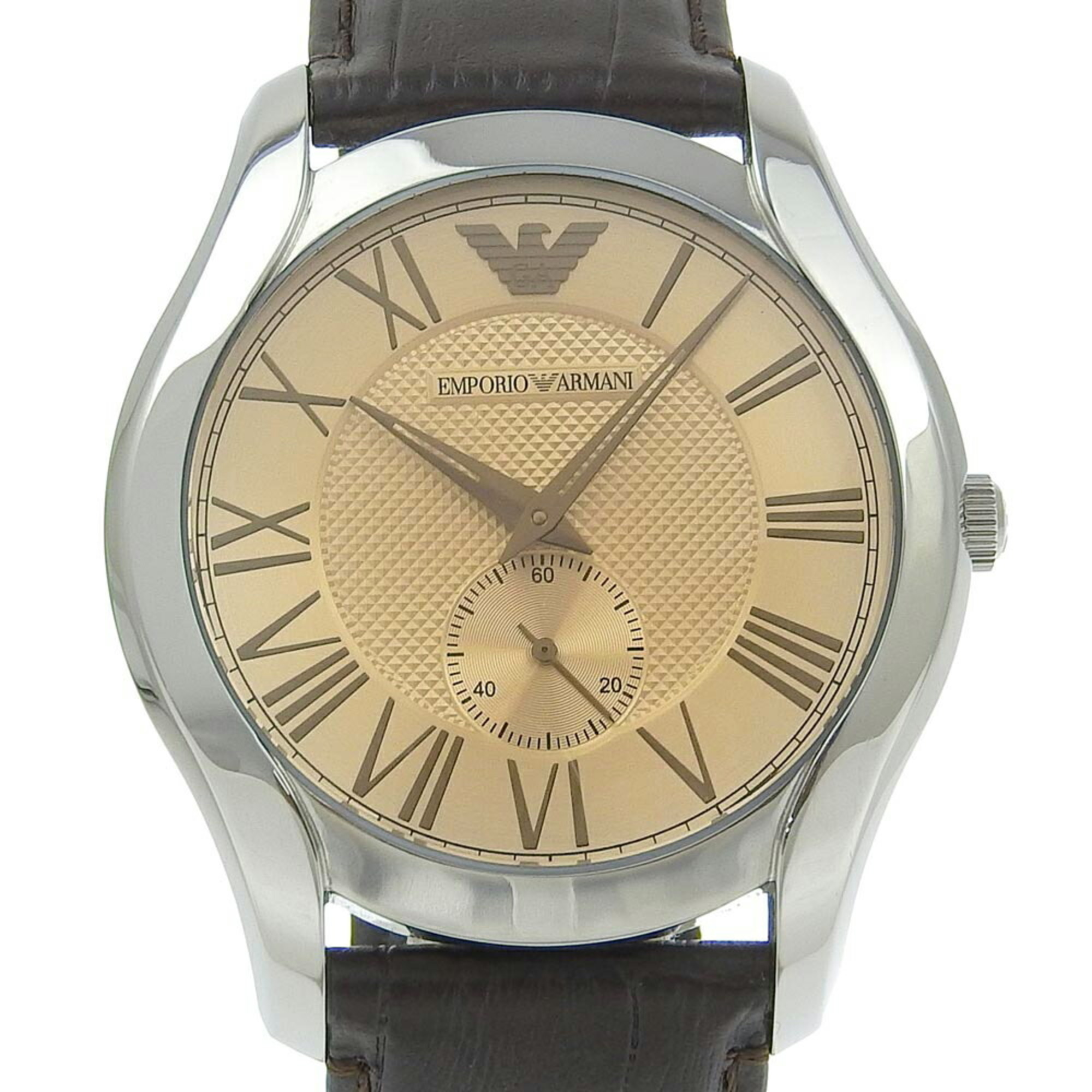 Armani ARMANI Watch AR1704 Stainless Steel x Embossed Leather Bronze Quartz Small Second Brown Dial Men's