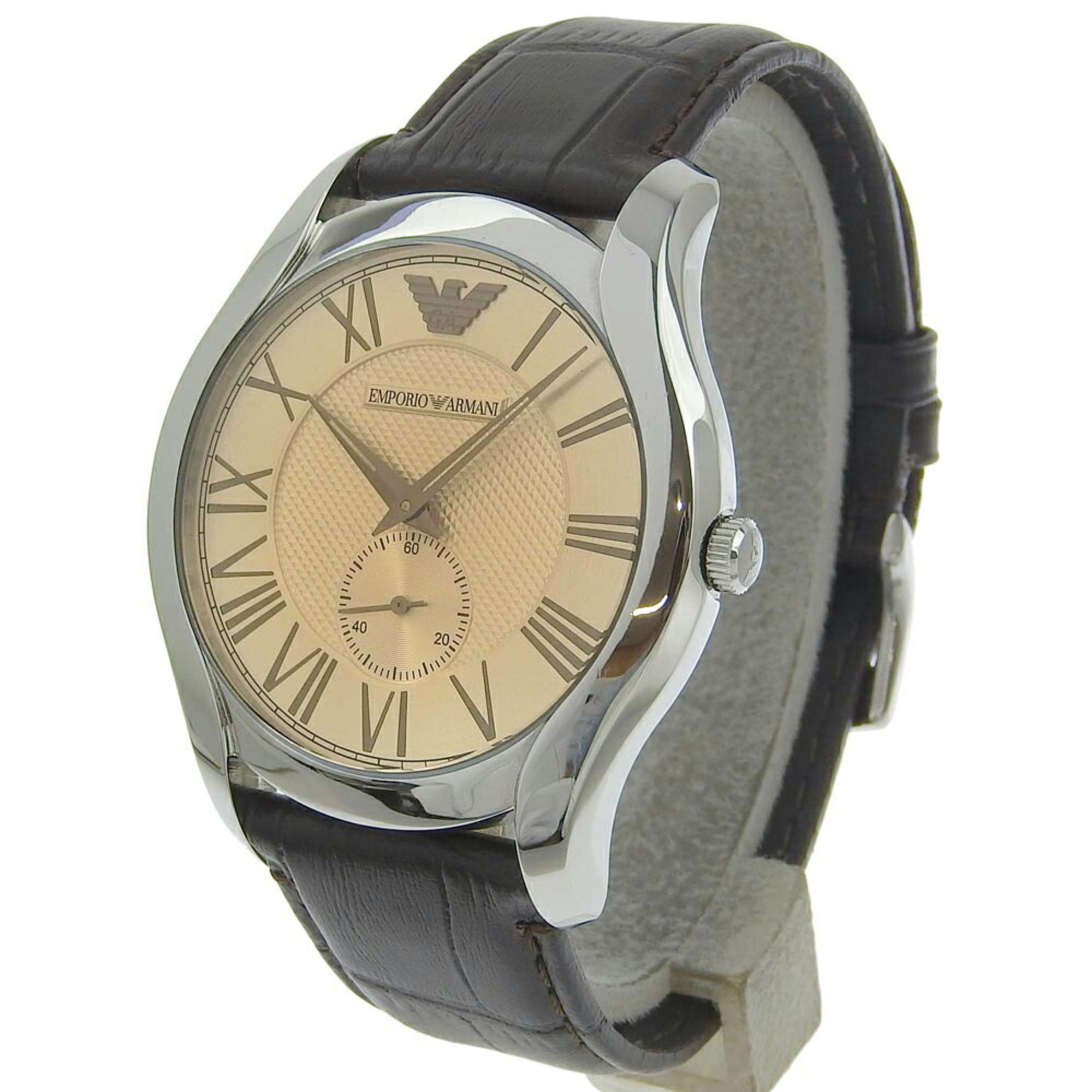 Armani ARMANI Watch AR1704 Stainless Steel x Embossed Leather Bronze Quartz Small Second Brown Dial Men's