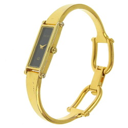 Gucci GUCCI Watch 1500L Gold Plated Quartz Analog Display Black Dial Ladies