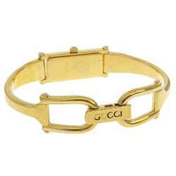 Gucci GUCCI Watch 1500L Gold Plated Quartz Analog Display Black Dial Ladies