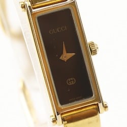 Gucci GUCCI Watch 1500L Gold Plated Quartz Analog Display Black Dial Ladies