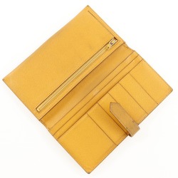 Hermes HERMES Bean Long Wallet Cushvel 1996 Yellow/〇Z Belt Clasp Ladies