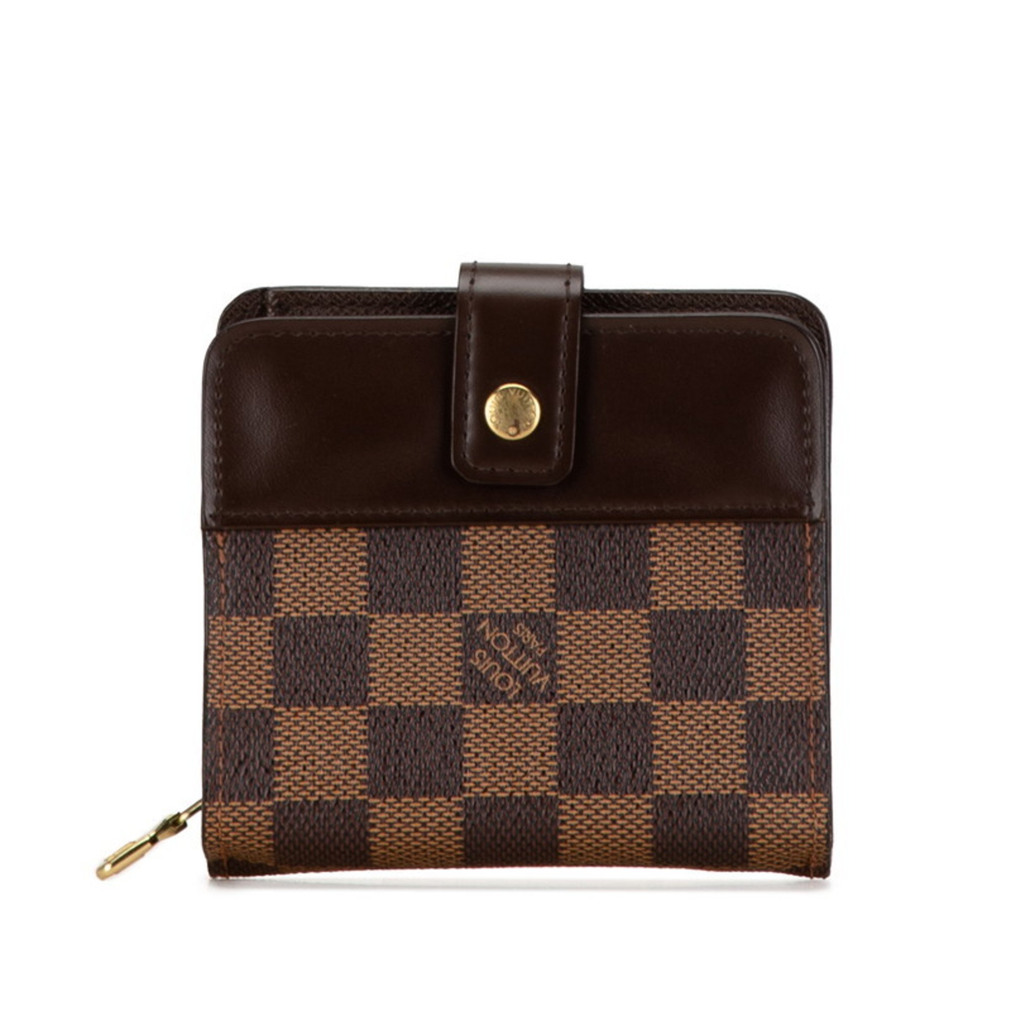 Louis Vuitton Damier Compact Zip Bi-fold Wallet N61668 Brown PVC Leather Women's LOUIS VUITTON