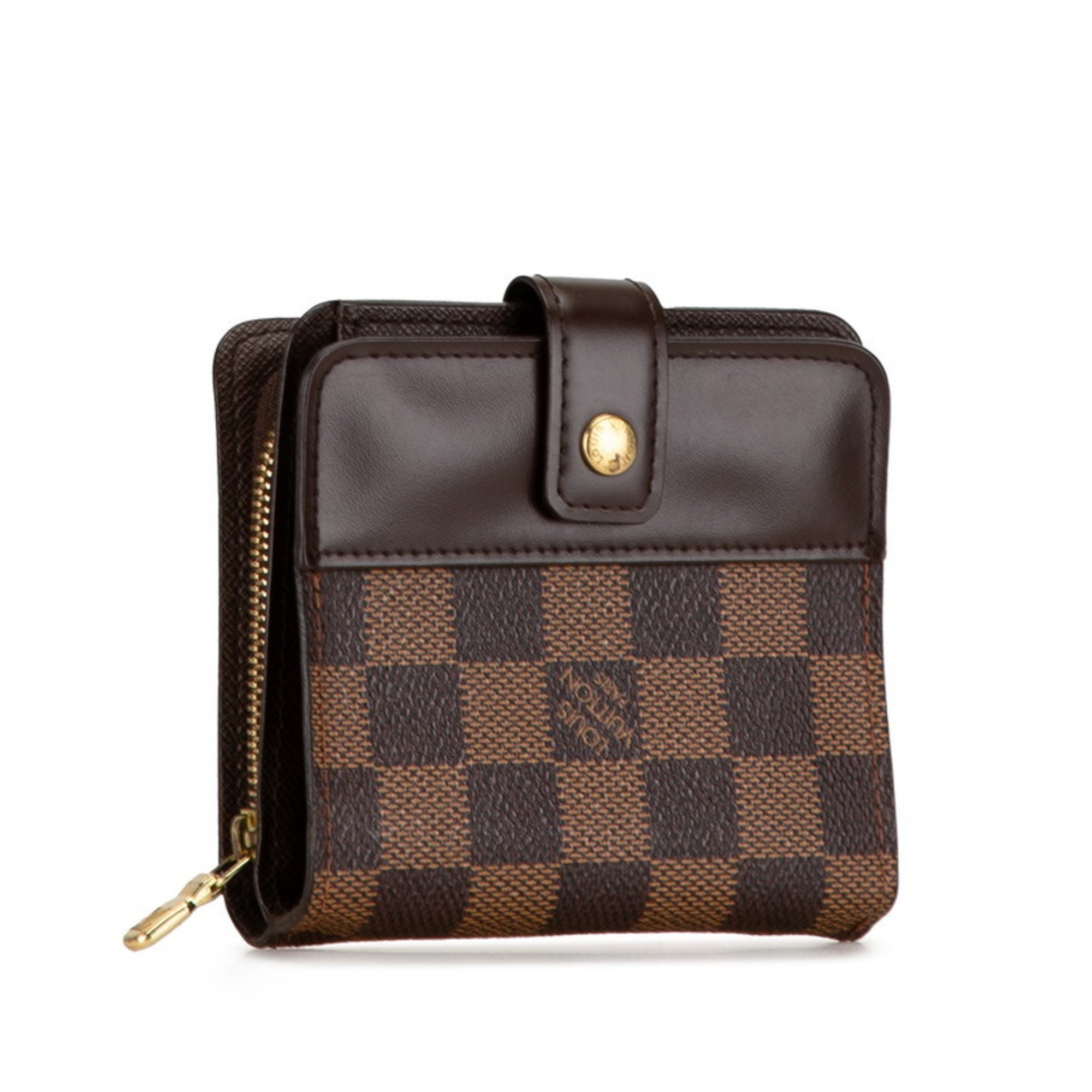 Louis Vuitton Damier Compact Zip Bi-fold Wallet N61668 Brown PVC Leather Women's LOUIS VUITTON