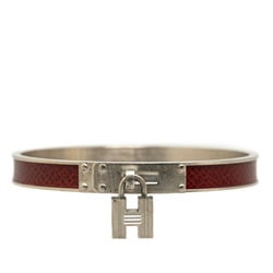 Hermes Kelly Bangle H Motif Silver Wine Red Metal Leather Women's HERMES