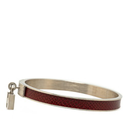 Hermes Kelly Bangle H Motif Silver Wine Red Metal Leather Women's HERMES