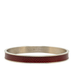 Hermes Kelly Bangle H Motif Silver Wine Red Metal Leather Women's HERMES