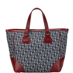 Christian Dior Dior Trotter Tote Bag Navy Wine Red Canvas Leather Women's